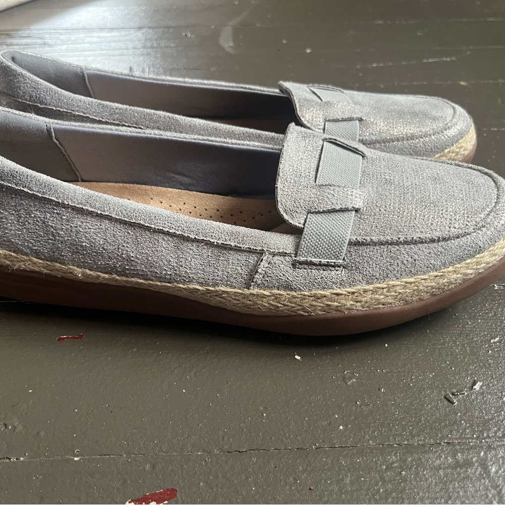 Clarks Collection Elaina Echo Heritage pewter metallic Loafers - Picture 3 of 5